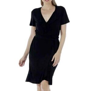 NEW Guillaume Black Wrap Stretch Dress with Ruffle Detail Size XS (bin 1Z)
